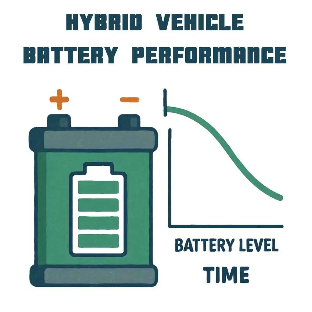 Hybrid vehicle battery performance and lifespan illustration
