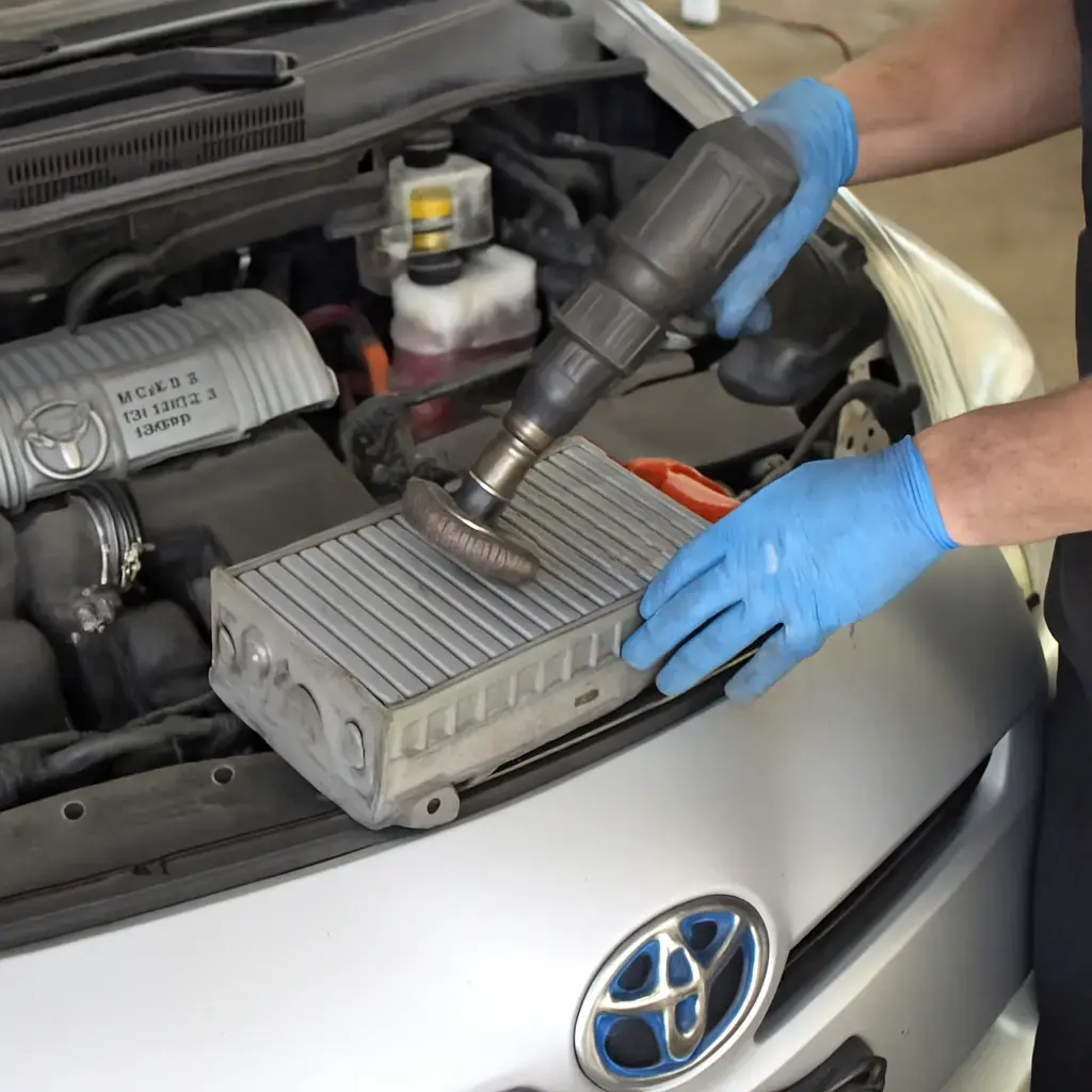 AI-generated image of Prius hybrid battery cleaning process