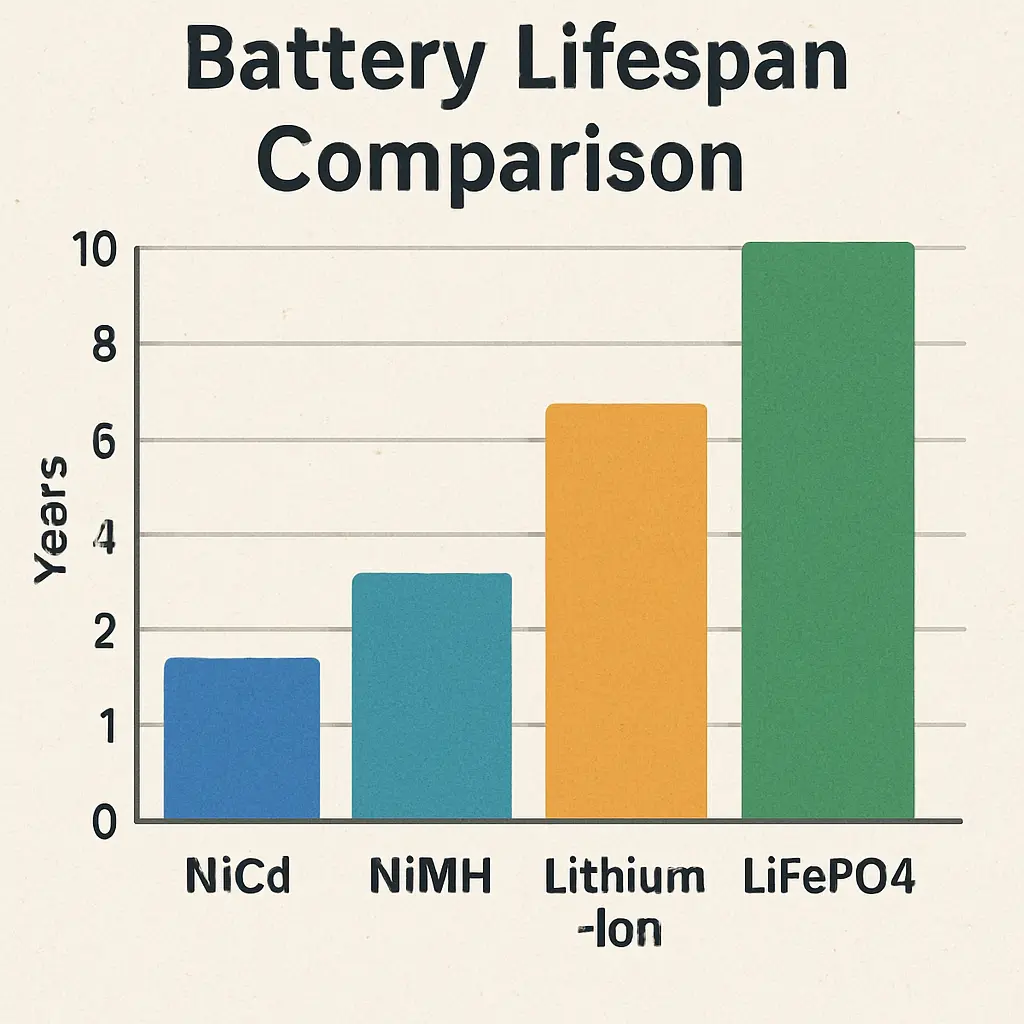 AI-generated chart comparing HV hybrid battery lifespan